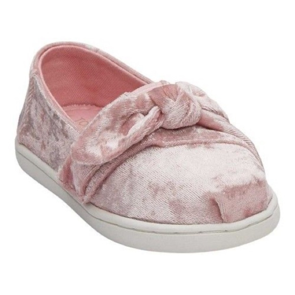 Toms Pink Velvet Bow slip-on Toddler shoes